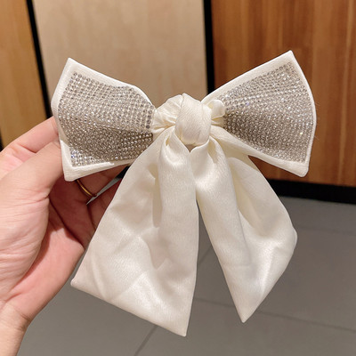 Bling Bling strass ciucuri agrafă de păr cu fundă de satin agrafe de nuntă coreeană agrafe de păr accesorii pentru cleme de păr pentru femei