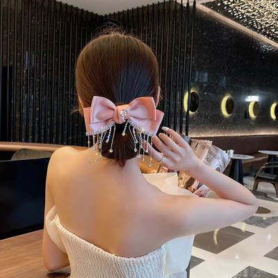 Bling Bling strass ciucuri agrafă de păr cu fundă de satin agrafe de nuntă coreeană agrafe de păr accesorii pentru cleme de păr pentru femei