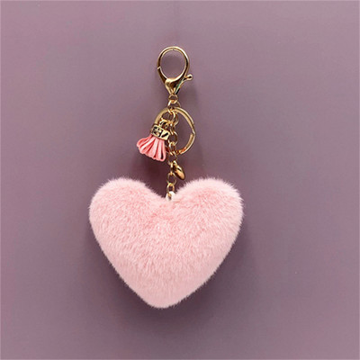 Breloc cu pompon în formă de inimă cu ciucuri de modă