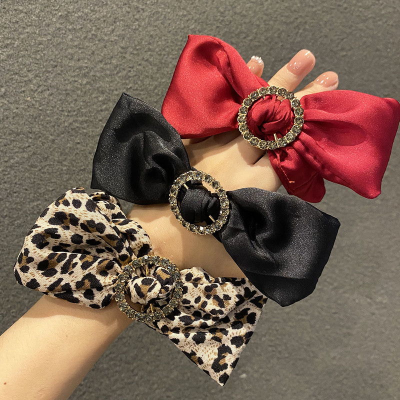Scrunchies de păr cu fundă cu strasuri de lux, frânghie coreeană, benzi elastice de cauciuc, suport pentru coadă de cal, accesorii pentru păr pentru femei, nou