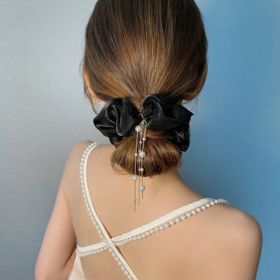 Fundite de păr cu panglică de perle Scrunchies Cravate frânghie de modă coreeană Benzi elastice de cauciuc Suport pentru coadă de cal Accesorii de păr pentru fete