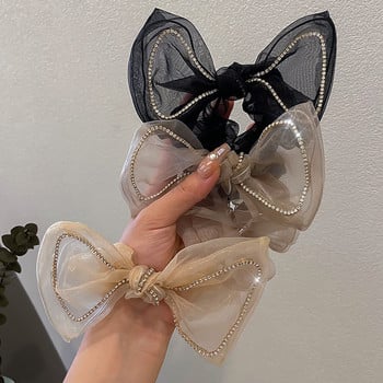 Блестящи кристали Панделки за коса Scrunchies Вратовръзки Корейско въже Шифонови ластици Държач за опашка Момичета Аксесоари за коса за жени