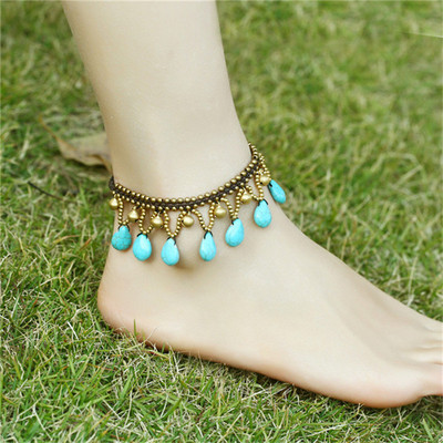 Boem etnic retro lucrat manual cu mărgele picături de clopote ciucuri gleznă brățări moda sexy plajă podium bijuterii picioare pentru femei
