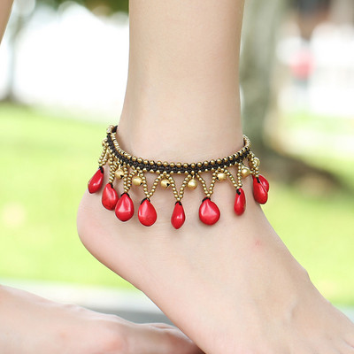 Boem etnic retro lucrat manual cu mărgele picături de clopote ciucuri gleznă brățări moda sexy plajă podium bijuterii picioare pentru femei