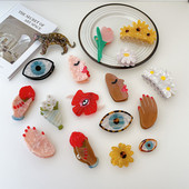 Design Acetat Margaretă Lalea Floarea-soarelui Floare Gheare de păr Clip Drăguț Palm Ochi Evil Evil Ace Ace de păr Accesorii pentru păr pentru femei Nou