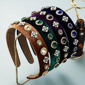 Bentițe gotice de lux din cristal pentru femei Accesorii pentru păr, realizate manual, în stil retro, cu perle, benzi de păr cu arc de designer