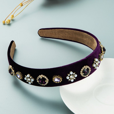 Bentițe gotice de lux din cristal pentru femei Accesorii pentru păr, realizate manual, în stil retro, cu perle, benzi de păr cu arc de designer