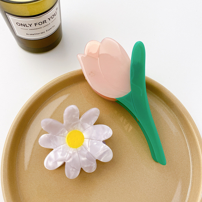 Design Acetat Margaretă Lalea Floarea-soarelui Floare Gheare pentru Păr Gheare Drăguță Coreeană Agrafe Ace Accesorii pentru păr pentru femei Nou