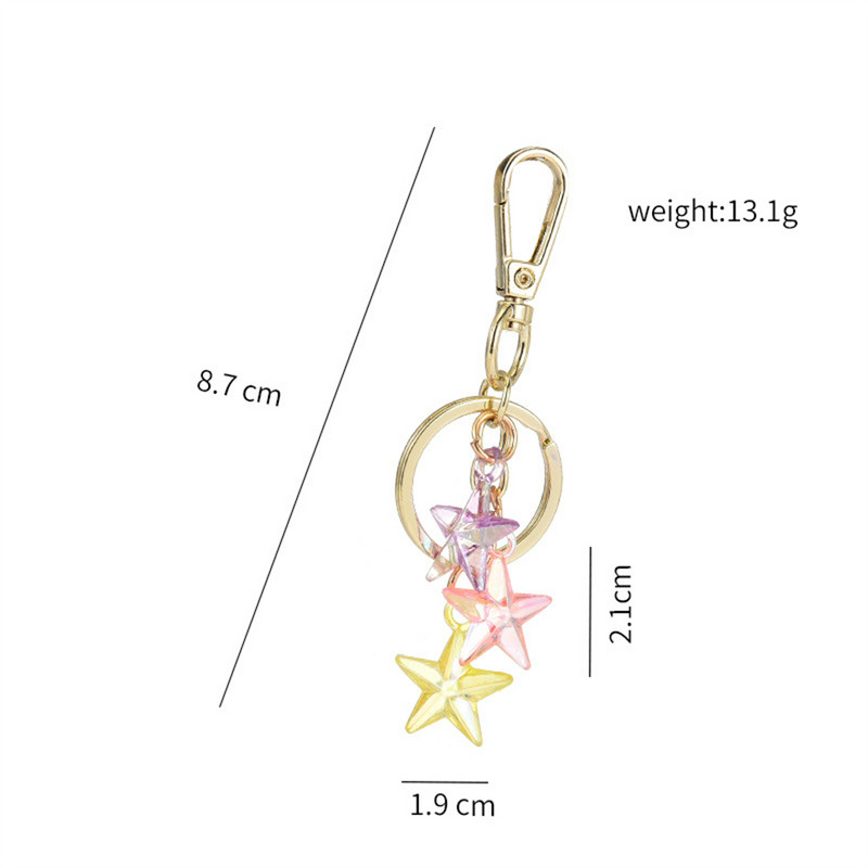 Breloc rafinat cu stea cu cinci colțuri, colorat, la modă, acrilic pentagramă, breloc pentru geanți, accesorii pentru femei, suport pentru chei de mașină