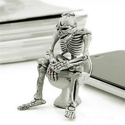 Divat Horror Cool Skeleton akril kulcstartó Újdonság WC formájú medál férfi punk kiegészítők autós kulcstartó varik