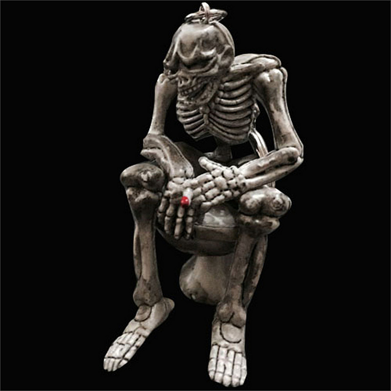 Divat Horror Cool Skeleton akril kulcstartó Újdonság WC formájú medál férfi punk kiegészítők autós kulcstartó varik