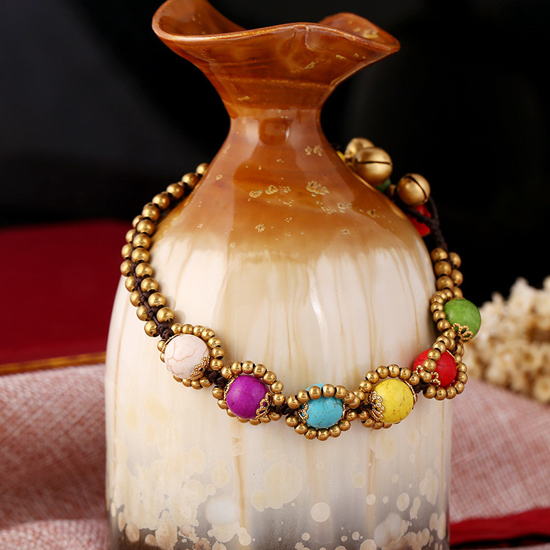 Nou design original unic, boem, etnic, lucrat manual, cu mărgele din piatră naturală, gleznă cu clopot, la modă, plajă, bikini, podium, bijuterii pentru picioare