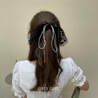 Panglică lungă din șifon, perle, pentru coletele de păr, pentru femei, legături, frânghie, cu punct de undă, benzi de cauciuc, suport pentru coadă de cal, accesorii pentru păr de nuntă pentru fete