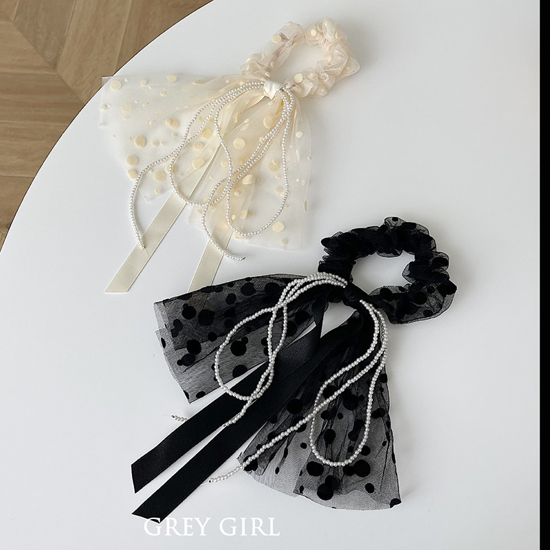 Panglică lungă din șifon, perle, pentru coletele de păr, pentru femei, legături, frânghie, cu punct de undă, benzi de cauciuc, suport pentru coadă de cal, accesorii pentru păr de nuntă pentru fete