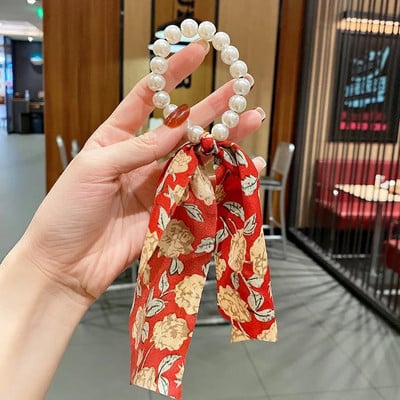 Chiffon Pearl masni hajcsiszolók női koreai virágos hajkötők kötél gumiszalagok lófarok tartó lányoknak esküvői haj kiegészítők