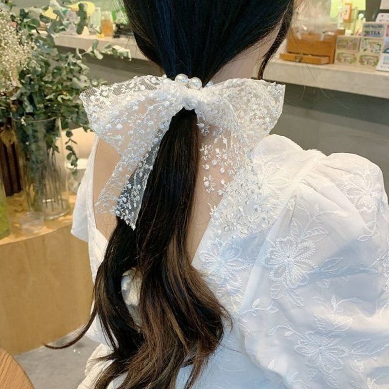 Chiffon Pearl masni hajcsiszolók női koreai virágos hajkötők kötél gumiszalagok lófarok tartó lányoknak esküvői haj kiegészítők