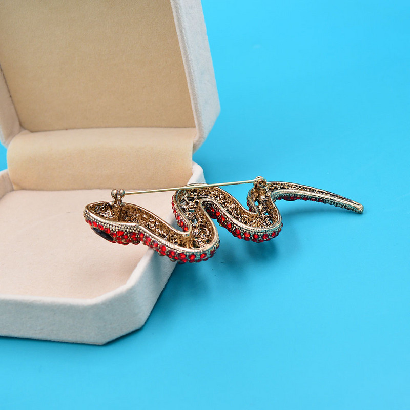 CINDY XIANG Broșe mari cu șarpe cu stras pentru femei, modă vintage, haină cu animale, bijuterii de iarnă, cadou disponibil în 3 culori