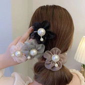 Legături de păr cu perle noi, de modă coreeană, cu strasuri, benzi de cauciuc, suport pentru coadă de cal, accesorii de păr pentru fete de vară pentru femei