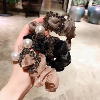 Нови перлени вратовръзки за коса Корейски модни кристали Scrunchies Гумени ленти Държач за опашка Момичета Летни аксесоари за коса за жени