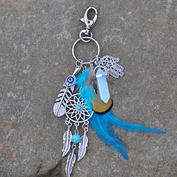 Μπρελόκ Dreamcatcher Charm Fashion Boho Κοσμήματα με φτερά μπρελόκ Opal Stone Artilady Natural για γυναίκες 2023 Metal