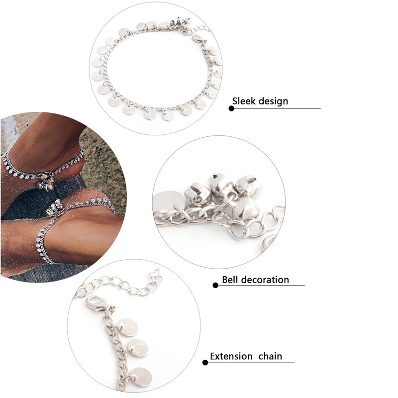 Paiete Clopote Rotund Boho gleznă Lanț pentru picior gleznă brățară de vară gleznă ciucuri Sandale desculț plajă picior bijuterii mireasa cadou