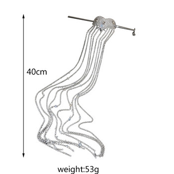 Блестяща верига с кристали за глава, фиби, щипка за коса, прическа за глава, луксозен дълъг пискюл, нокът за коса, сватбени орнаменти, аксесоари за коса
