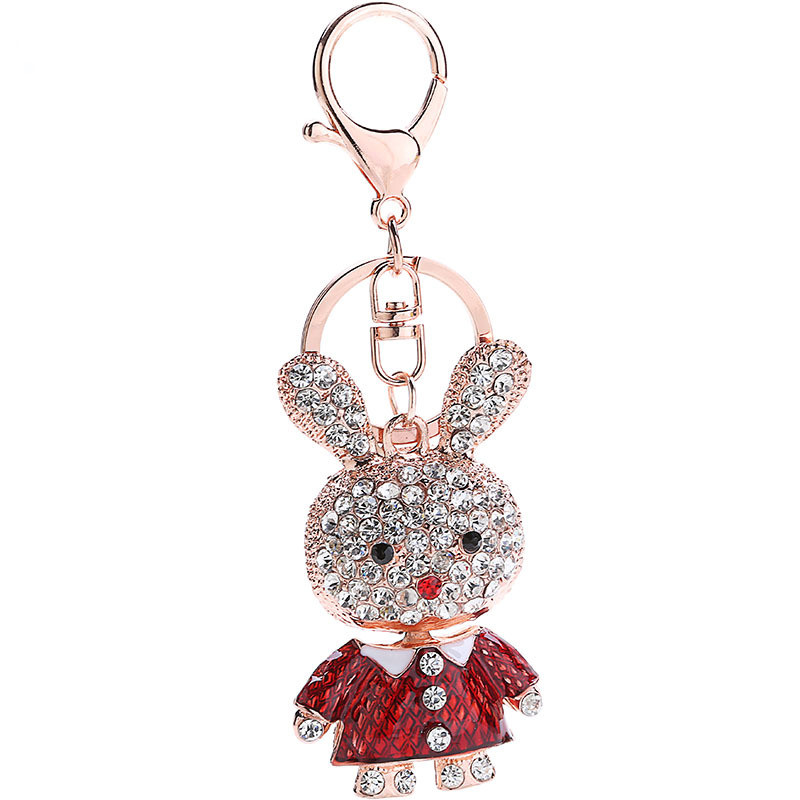 2022 Moda Cristal Strass Încântător Email Iepure Breloc Bărbați Mașină Breloc Inele Femei Fată Poșetă Pandantiv Breloc Inel