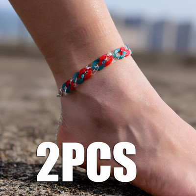 2db/tétel nyári akril bokaláncok nőknek Színes divat Beach mezítlábas divatos karkötő a lábon Lánc Boho láb ékszer