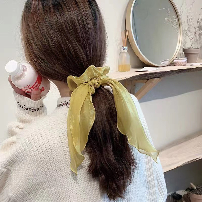 Čistofarebné saténové hodvábne mašľové gumičky do vlasov, kórejské lano, gumičky do copu, dievčenské vlasové doplnky pre ženy