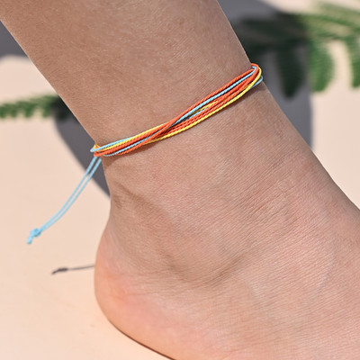 Brățară de gleznă din împletitură boemă realizată manual pentru femei, inimă de cristal pentru picior, lanț de gleznă, curea, prietenie, bijuterii de plajă