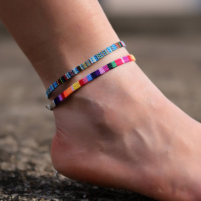 2 buc/lot glezne boeme pentru bărbați și femei, frânghie lucrate manual, prietenie, plajă, brățară desculț pe lanț pentru picior, bijuterii boho pentru picioare