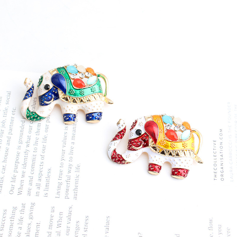 Pomlee Elefant Colorat Ace Animal Email Ace Broșe Accesorii Moda Pulover Ace pentru haine Clip de eșarfă Cadouri pentru femei