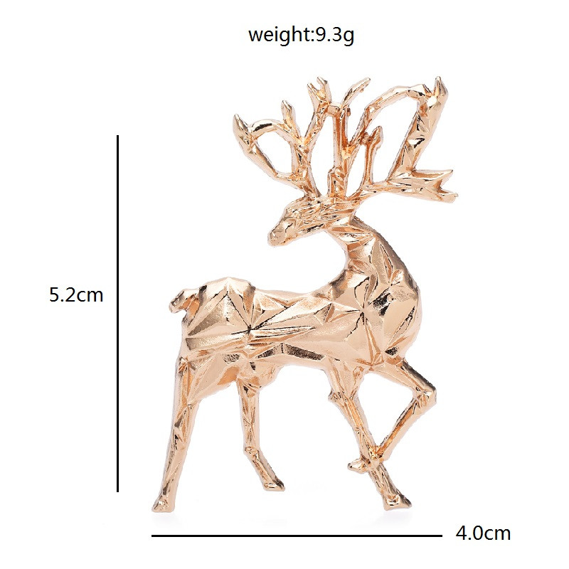 Wuli&baby Kovové brošne s jeleňmi pre ženy Unisex 2-farebné vianočné zvieracie ležérne kancelárske brošne na špendlíky darčeky