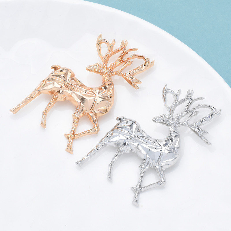 Wuli&baby Kovové brošne s jeleňmi pre ženy Unisex 2-farebné vianočné zvieracie ležérne kancelárske brošne na špendlíky darčeky