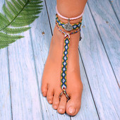 MOON GIRL 3 bucăți gleznele cu farmec pentru femei țesute din cristal de boem brățări de gleznă lucrate manual, bijuterii pentru picioare de plajă pentru femeie Dropshipping