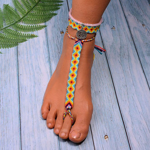 MOON GIRL 3 bucăți gleznele cu farmec pentru femei țesute din cristal de boem brățări de gleznă lucrate manual, bijuterii pentru picioare de plajă pentru femeie Dropshipping