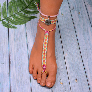 MOON GIRL 3 bucăți gleznele cu farmec pentru femei țesute din cristal de boem brățări de gleznă lucrate manual, bijuterii pentru picioare de plajă pentru femeie Dropshipping