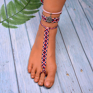 MOON GIRL 3 bucăți gleznele cu farmec pentru femei țesute din cristal de boem brățări de gleznă lucrate manual, bijuterii pentru picioare de plajă pentru femeie Dropshipping