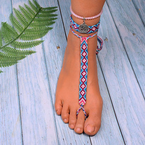 MOON GIRL 3 bucăți gleznele cu farmec pentru femei țesute din cristal de boem brățări de gleznă lucrate manual, bijuterii pentru picioare de plajă pentru femeie Dropshipping