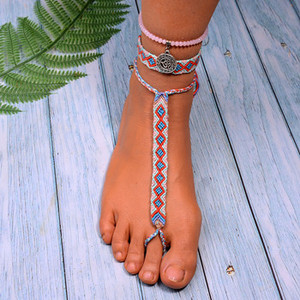 MOON GIRL 3 bucăți gleznele cu farmec pentru femei țesute din cristal de boem brățări de gleznă lucrate manual, bijuterii pentru picioare de plajă pentru femeie Dropshipping