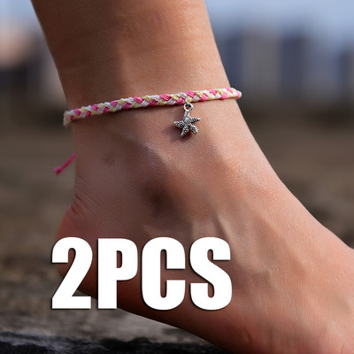 2 buc/lot gleznele pentru femei lucrate manual stele de mare prietenie plajă desculț brățară la modă pe lanț pentru picior bijuterii boho pentru picioare