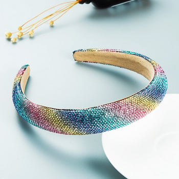 Sparklin Rhinestones Sponge Heabands за жени Луксозни дизайнерски Rainbow Shiny Diamond Bow Hoop Hairbands Сватбени аксесоари за коса