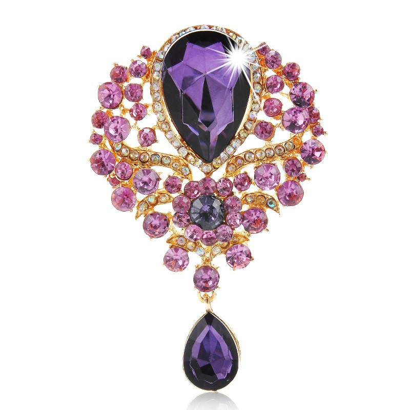 Broșă de corsaj din aliaj cu stras pentru femei, broșă mare cu zirconiu, diamant, lacrimă, pandantiv de nuntă, accesorii, bijuterii