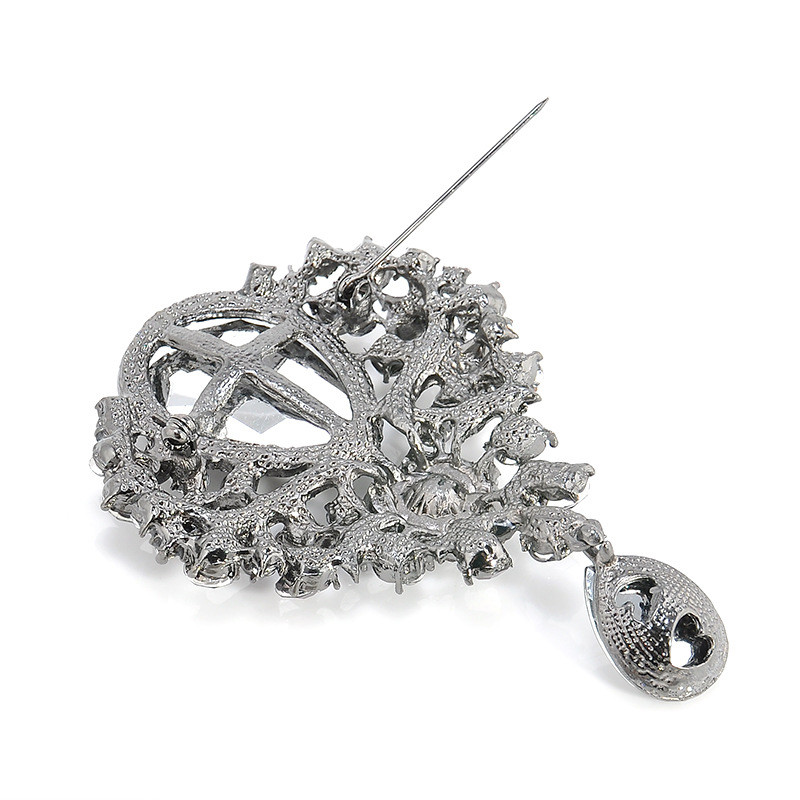 Broșă de corsaj din aliaj cu stras pentru femei, broșă mare cu zirconiu, diamant, lacrimă, pandantiv de nuntă, accesorii, bijuterii