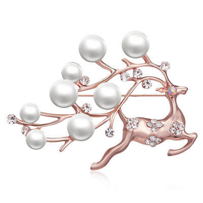 Brose de Crăciun cu stras colorat de lux rafinat, fulg de nea, cerb, elan, clopoțel, broșe pentru femei, ace, petrecere, bijuterii, cadou de Crăciun