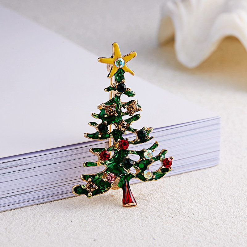 Brose de Crăciun cu stras colorat de lux rafinat, fulg de nea, cerb, elan, clopoțel, broșe pentru femei, ace, petrecere, bijuterii, cadou de Crăciun