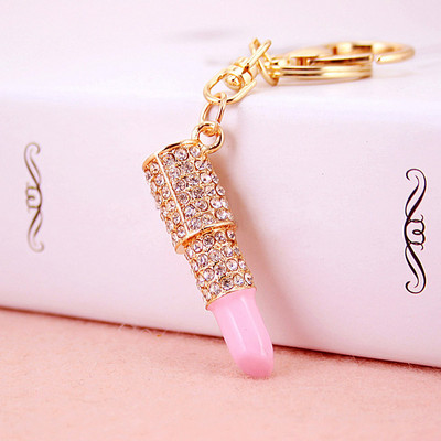 Fashion Metal Full Rhinestone Ruj Roșu Breloc Geantă Pandantiv Breloc Pentru Femeie Cadou