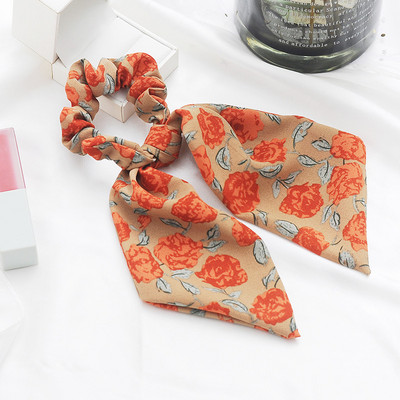 Moda șifon din mătase, cu fundă florală, scrunchies pentru păr femei, frânghie, benzi de cauciuc, suport pentru coadă de cal, accesorii pentru păr pentru fete