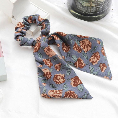Moda șifon din mătase, cu fundă florală, scrunchies pentru păr femei, frânghie, benzi de cauciuc, suport pentru coadă de cal, accesorii pentru păr pentru fete