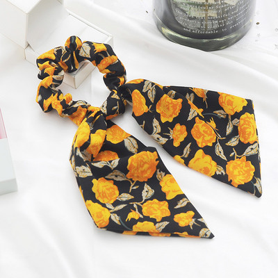 Moda șifon din mătase, cu fundă florală, scrunchies pentru păr femei, frânghie, benzi de cauciuc, suport pentru coadă de cal, accesorii pentru păr pentru fete
